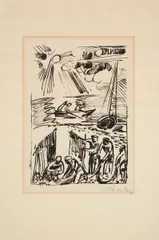 Fischer by Max Pechstein, Umdrucklithografie auf JWZANDERS (Wasserzeichen), sold Nov 2015