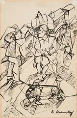 Ohne Titel by Bruno Krauskopf, Kohlezeichnung auf Velin, sold Nov 2015