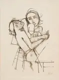 Karl Hofer, Aus: "Zenana" (Blatt 2), Lithografie auf Japan