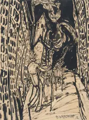 Ohne Titel (Straßenszene) by Bruno Krauskopf, Tusche auf Velin, sold Nov 2015