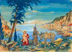 Franz Heckendorf, Flucht aus Ägypten, Gouache auf Velin