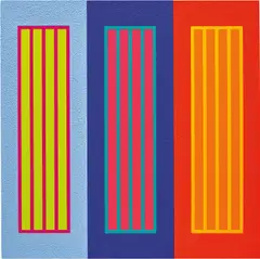 Three Prisons by Peter Halley, 2009, acrylic, DayGlo acrylic and Roll-A-Tex on canvas, in 3 parts, sold Feb 2019