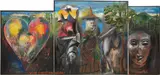 Jim Dine, Work, Christian, Work! (after Creeley), 1987, oil on canvas, in 3 parts