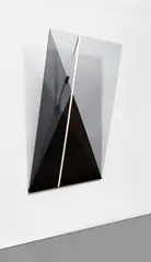 Jose Dávila, Untitled, 2017, metal base, smoked glass, eye bolt and ratchet strap
