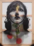 Adriana Lara, Symbol Face #5 (Colored), 2012, oil and screenprint ink on plastic
