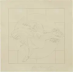Leta and the Swan by Mel Ramos, 1973, graphite on paper, sold Feb 2019