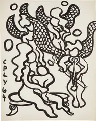 Untitled by William Copley, 1964, ink on paper, sold Feb 2019