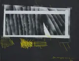 Barry Le Va, (Blown Chalk Studies 1969) London Ex., 1971, wax crayon, tape and enamel paint on paper collage on card