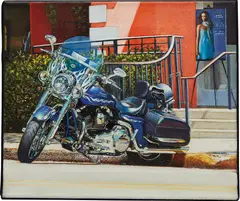 Parked Harley - Third St. Naples by Tom Blackwell, 2010, oil on canvas, offered Feb 2019