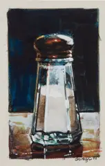 Salt Shaker by Ralph Goings, 1988, watercolor on foamcore, sold Feb 2019