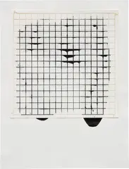 Analia Saban, Ink on Paper, Offset: Grid #2, 2010, ink on laser-cut paper