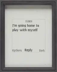 Adam McEwen, Untitled Text Msg (Teddy), 2008, graphite on graph paper, in artist's frame