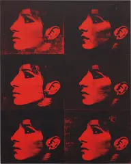 Deborah Kass, Six Red Barbras from the series Jewish Jackie, 1992, acrylic and silkscreen ink on canvas