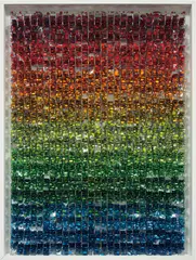 Lionel Estève, Sans Titre, 2012, acrylic paper and self-adhesive tablets, in artist's frame