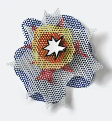 Small Wall Explosion by Roy Lichtenstein, 1965, porcelain enamel on perforated steel, sold May 2019
