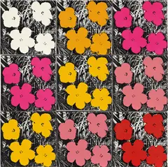 9 Flowers by Andy Warhol, 1964, silkscreen ink on canvas, sold May 2019
