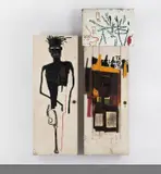 Self Portrait by Jean-Michel Basquiat, 1983, oil, acrylic, oilstick, graphite and pen on paper collage on wood with metal attachments, in 2 parts, sold May 2019