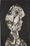 Jean Dubuffet, Tête griotte, ink and printed paper collage on paper