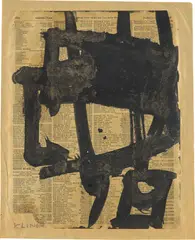 Untitled by Franz Kline, 1950, ink on telephone book page mounted on paper, sold May 2019