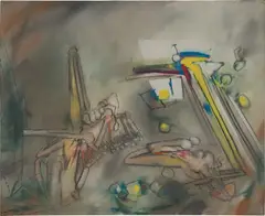 Le responsable de l'optimisme by Roberto Matta, 1959, oil on canvas, sold May 2019