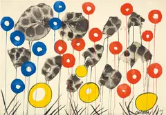 Meadow Grass by Alexander Calder, 1964, gouache and ink on paper, sold May 2019