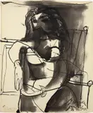 Pablo Picasso, Buste de femme assise dans un fauteuil, india ink on paper