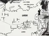 Andy Warhol, Map of Eastern U.S.S.R. Missile Bases (Positive), 1985-1986, acrylic and silkscreen ink on canvas