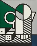 Roy Lichtenstein, Purist Painting with Dice, 1975, oil and Magna on canvas