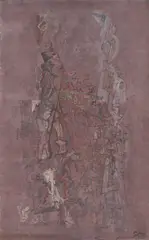 Mark Tobey, Desert Town (Wild City), 1950, oil and gouache on card mounted on Masonite