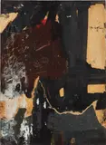Franz Kline, Black, White, Brown, 1959-1960, oil, ink and paper collage mounted on board