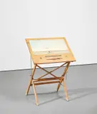Saul Steinberg, The Real Table, 1972-1974, wood drafting table, steel and wood collage and oil, watercolor and pencil on paper