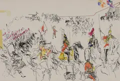Feliks Topolski, Untitled, unframed An original artwork on which the editioned lithograph from 'The London Suite'