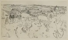 Untitled by Anthony Gross, 'Farguette' etching, sold Oct 2024