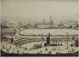 L. S. Lowry, Untitled, 'The Pond' offset lithograph in colours