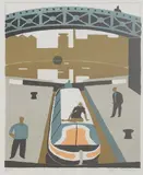 Julian Trevelyan, Untitled, 'Grand Union Canal at Brentford' lithograph in colours