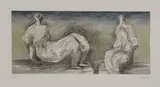 Henry Moore, Untitled, 'Two Ideas for Sculpture' lithograph in colours