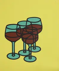 Untitled by Patrick Caulfield, 'Wine Glasses' screenprint in colours, sold Oct 2024