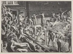 Untitled by Robert Riggs, 'Pool' lithograph, sold Aug 2024
