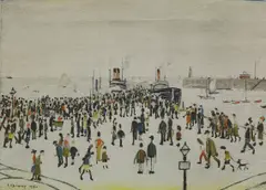 Untitled by L. S. Lowry, 1960 offset lithograph in colours on wove, sold Aug 2024