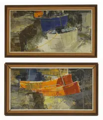 Frederick Donald Blake, Untitled, oil on board 25 x 47cm (2) Provenance: With the Furneaux Gallery