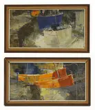 Frederick Donald Blake, Untitled, oil on board 25 x 47cm (2) Provenance: With the Furneaux Gallery