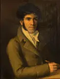 French School, A portrait of a gentleman holding a drawing tool, oil on canvas