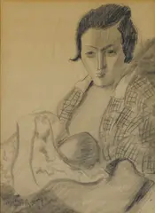 Milton Avery, Mother and Child, pecil on paper