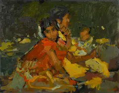 Si Chen Yuan, Woman in Red, oil on canvas