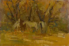 Si Chen Yuan, Horses, oil on board