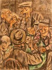 Fletcher Martin, Poker players, watercolor on paperboard