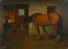 William Barr, Smithy, oil on canvas