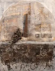 Yigal Tumarkin, Untitled, 1967, mixed media assemblage on canvas