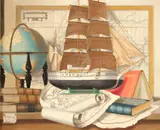 Charles Cerny, Maritime still life, oil on canvas