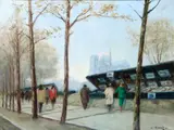 Constantine Kluge, View of the Seine, left bank, oil on canvas